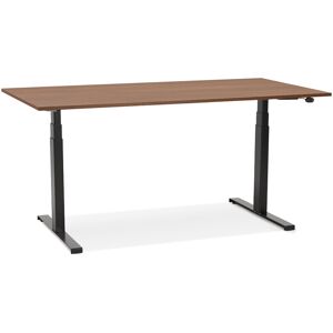 ALTEREGO Bureau assis debout électrique 'TRONIK' noir avec plateau en bois finition Noyer - 140x70 cm