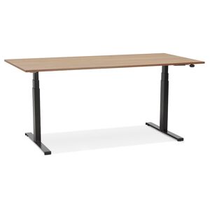 ALTEREGO Bureau ergonomique électrique 'TRONIK' noir avec plateau en bois finition Noyer - 160x80 cm