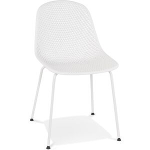 ALTEREGO Chaise design perforée 'VIKY' blanche intérieure / extérieure