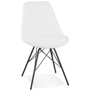 ALTEREGO Chaise design 'VIOLETTE' en tissu bouloche blanc style industriel