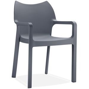 ALTEREGO Chaise design de terrasse 'VIVA' gris foncé en matière plastique