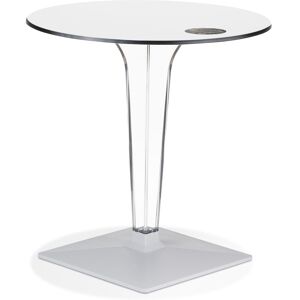 ALTEREGO Table de terrasse ronde 'VOCLUZ' blanche interieur/exterieur - Ø 68 cm