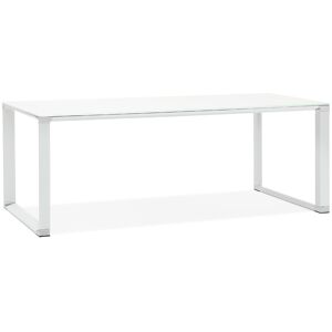 ALTEREGO Grand bureau de direction droit 'XLINE' en verre blanc - 200x100 cm