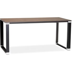 ALTEREGO Bureau droit design 'XLINE' en bois finition Noyer et metal noir - 160x80 cm