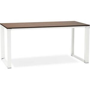 ALTEREGO Bureau droit design 'XLINE' en bois finition Noyer et métal blanc - 160x80 cm