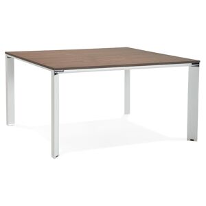ALTEREGO Table de réunion / bureau bench 'XLINE SQUARE' en bois finition Noyer et métal blanc - 140x140 cm