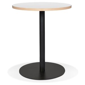 ALTEREGO Petite table bistrot ronde 'YOGI' blanche avec un pied en metal noir - Ø 60 cm