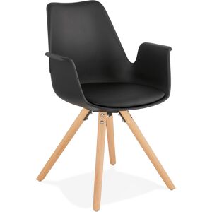 ALTEREGO Chaise avec accoudoirs 'ZALIK' noire style scandinave