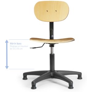 Axess Industries siège d'atelier bois standard   piétement patins   haut. réglable assise 460...