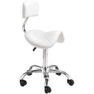 Beauty Coiffure Tabouret blanc selle cheval + dossier