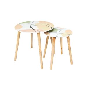 Tables gigognes, plateau motifs abstraits - Blancheporte Multicolore Lot de 2