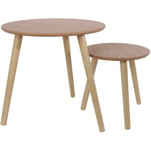 Blancheporte Tables gigognes en bois brut - Blancheporte Écru Lot de 2