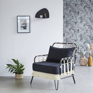 BOIS DESSUS BOIS DESSOUS Fauteuil en rotin et métal noir