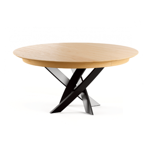 TABLE RONDE EN CHÊNE FRANÇAIS ELLIPTICA EXTENSIBLE PIEDS CENTRAL