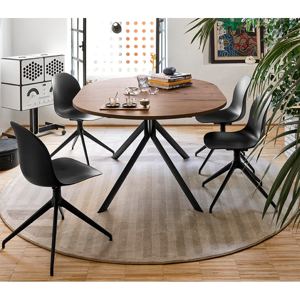 TABLE CONTEMPORAINE GIOVE RONDE OU OVALE EXTENSIBLE PIEDS CENTRAL