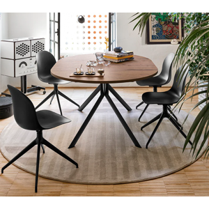 TABLE CONTEMPORAINE GIOVE RONDE OU OVALE EXTENSIBLE PIEDS CENTRAL - Publicité