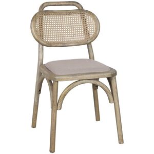 CHAISE MODERNE BISTROT CANNÉE EN BOIS D'ORME ET TISSU MANAR