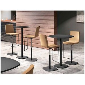 TABLE EN STRATIFIÉ CARRÉE ANGLES ARRONDIS CIRCA PIEDS CENTRAL HT 90CM - Publicité