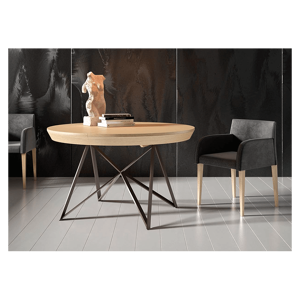 TABLE EN BOIS ET MÉTAL RONDE EXTENSIBLE JULIE