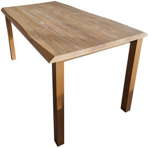 TABLE ILOT DE CUISINE EN BOIS DE CHÊNE ET PIEDS METAL PROMO