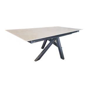 TABLE EXTENSIBLE MOON DEKTON CRÈME ET PIEDS ACIER BROSSÉS PROMO