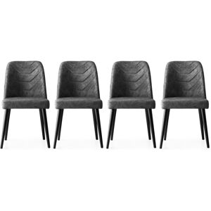 Set de 4 Chaises Bois et Velours Anthracite Style Moderne Dallas - Publicité