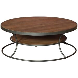 Cosy Home Design Table Basse Ronde 120cm Style Industriel Manguier Massif Couleur Naturelle et Métal Borg - Publicité