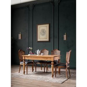 Set Table et 4 Chaises Style Ancien Bois Massif Couleur Noyer Albero - Publicité