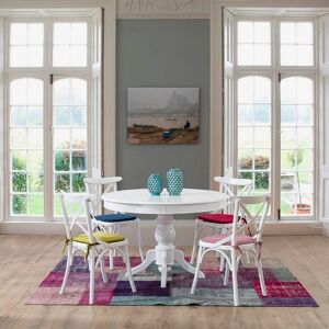 Set Table et 4 Chaises Style Ancien Bois Massif Couleur Blanc Albero - Publicité