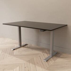 Direkt Interiör Bureau assis debout électrique - Standard, Plateau Noir, Pied Silver, Taille 140x80 cm