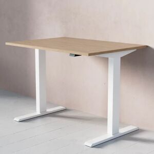 Bureau assis debout électrique - Standard, Taille 100x70 cm, Plateau Chêne, Base  Blanc