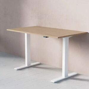 Direkt Interiör Bureau assis debout électrique - Standard, Taille 120x70 cm, Plateau Chêne, Base  Blanc - Publicité