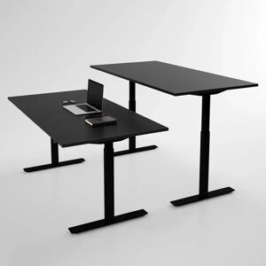 Direkt Interiör Bureau assis debout électrique - Pro3, Plateau Noir, Pied Noir, Taille 120x70 cm