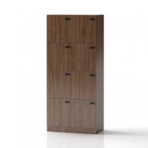 Direkt Interiör Armoire à casiers Lockers Forty - 8 portes, Couleur Noyer, Verrou Code