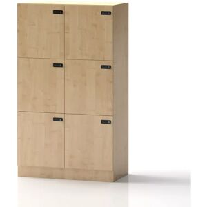 Direkt Interiör Armoire à casiers Lockers Fifty - 6 portes, Couleur Bouleau, Verrou Code