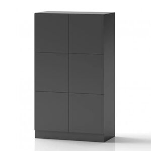 Direkt Interiör Armoire à casiers Lockers Fifty - 6 portes, Couleur Gris foncé, Verrou Serrure