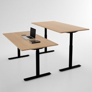 Direkt Interiör Bureau assis debout electrique - Pro3, Taille 160x80 cm, Plateau Chene, Pied Noir