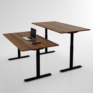 Direkt Interiör Bureau assis debout électrique - Pro3, Plateau Noyer, Pied Noir, Taille 100x60 cm