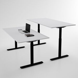 Direkt Interiör Bureau assis debout électrique - Pro3, Plateau Gris clair, Pied Noir, Taille 120x80 cm