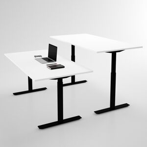 Direkt Interiör Bureau assis debout electrique - Pro3, Taille 180x80 cm, Plateau Blanc, Pied Noir