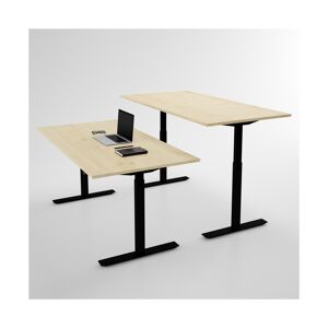 Direkt Interiör Bureau assis debout électrique - Pro3, Plateau Bouleau, Pied Noir, Taille 100x80 cm