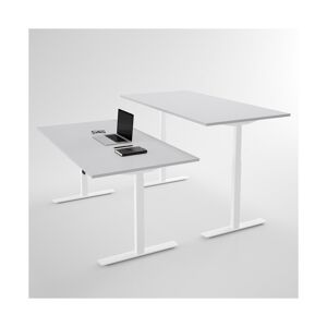 Direkt Interiör Bureau assis debout électrique - Pro3, Plateau Gris clair, Pied Blanc, Taille 120x70 cm