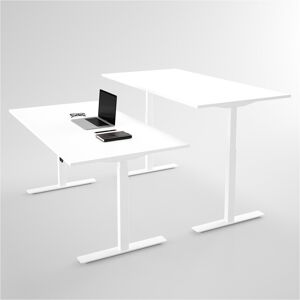 Direkt Interiör Bureau assis debout électrique - Pro3, Plateau Blanc, Pied Blanc, Taille 120x80 cm