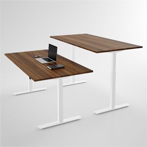 Direkt Interiör Bureau assis debout électrique - Pro3, Plateau Noyer, Pied Blanc, Taille 100x60 cm