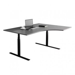 Direkt Interiör Bureau d'angle fixe, plusieurs choix de supports et de plateaux, Couleur Gris foncé, Taille 160x120 cm, Base  Noir