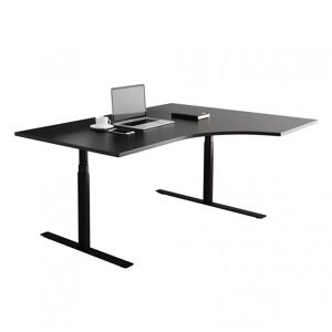 Direkt Interiör Bureau d'angle fixe, plusieurs choix de supports et de plateaux, Couleur Noir, Taille 160x120 cm, Base  Noir