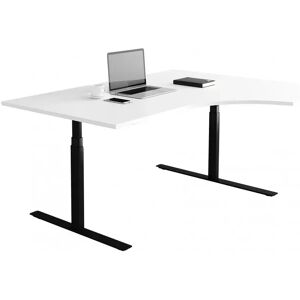 Direkt Interiör Bureau d'angle fixe, plusieurs choix de supports et de plateaux, Couleur Blanc, Taille 160x120 cm, Base  Noir