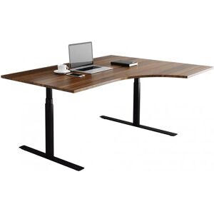 Direkt Interiör Bureau d'angle fixe, plusieurs choix de supports et de plateaux, Couleur Noyer, Taille 160x120 cm, Base  Noir