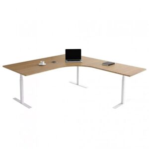 Direkt Interiör Bureau d'angle fixe, plusieurs choix de supports et de plateaux, Taille 200 x 200 cm, Plateau Chene, Pied Blanc