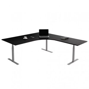 Direkt Interiör Bureau d'angle fixe, plusieurs choix de supports et de plateaux, Plateau Noir, Pied Silver, Taille 200 x 200 cm